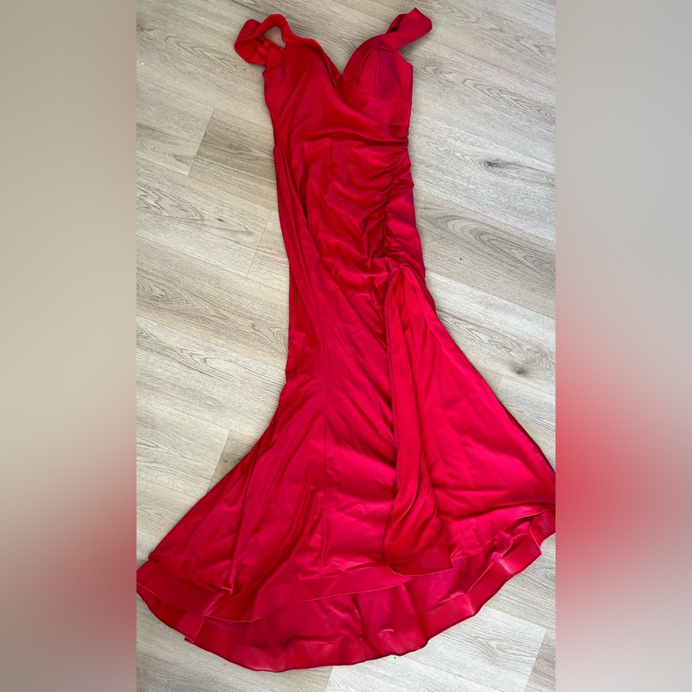 Dancing Queen Red  Mermaid Prom Dress -Elegant Ruched Gala Gown - SZ M